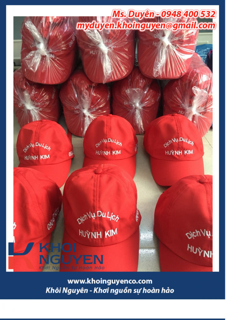 Xưởng nón két thiết kế miễn phí. Cơ sở may nón tại Đồng Nai, Hồ Chí Minh. Đáp ứng đơn hàng nhanh, số lượng ít, giao hàng tận nơi. Ms. Duyên - 0948400532 - 0948400531